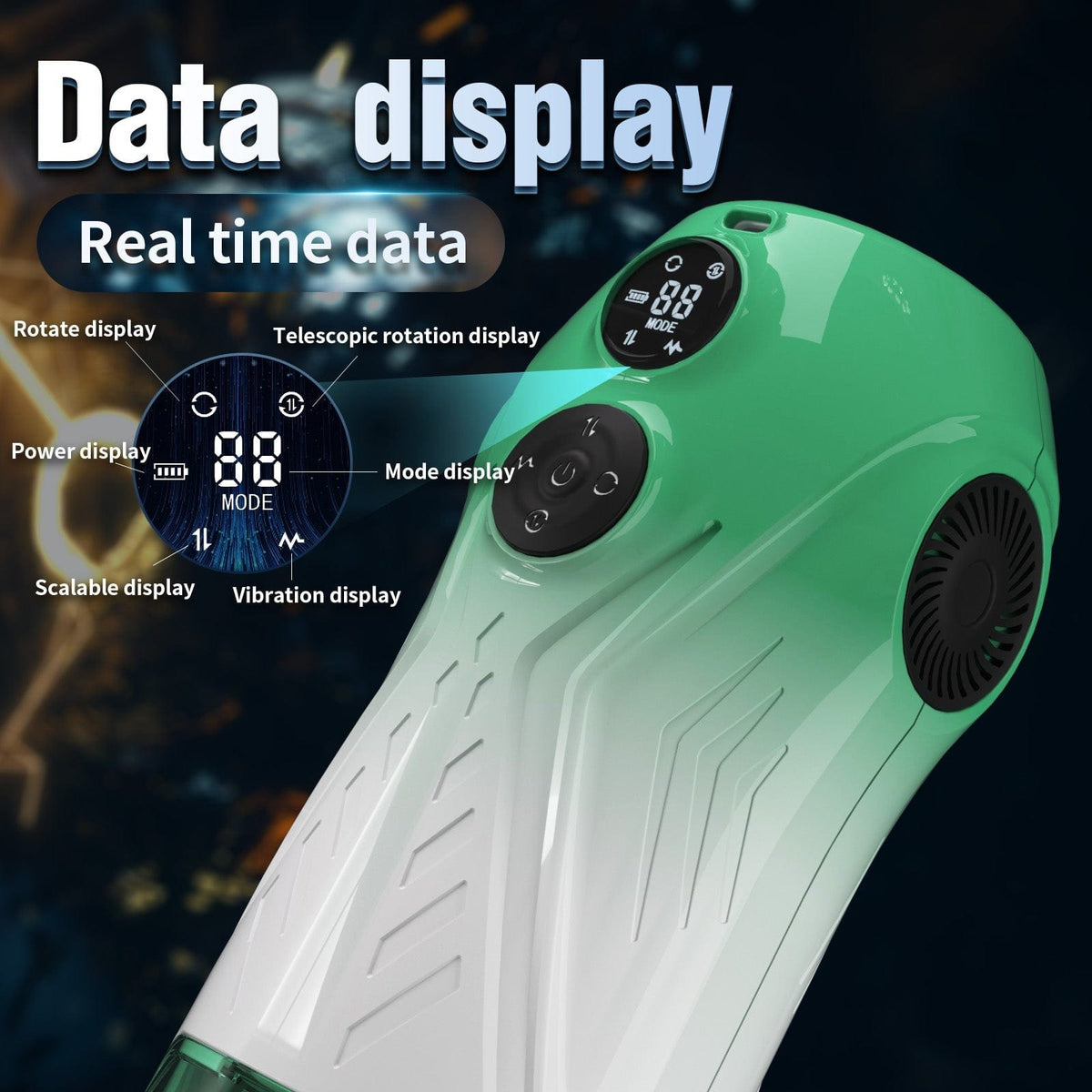Green rotating telescopic male masturbator, photo 6