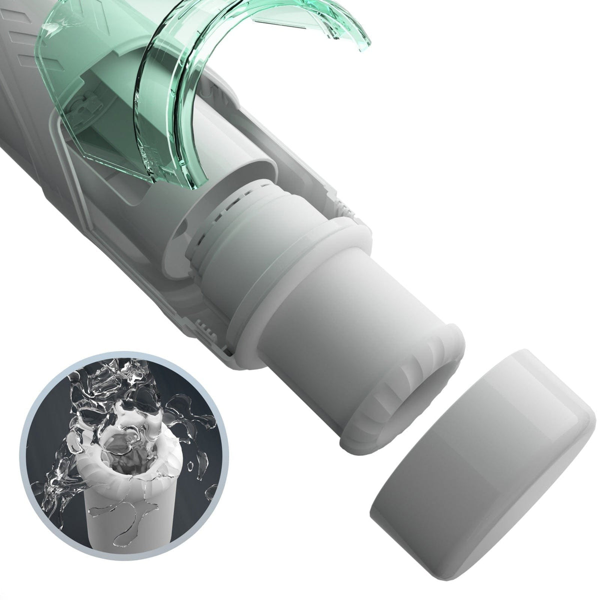 Green rotating telescopic male masturbator, photo 9