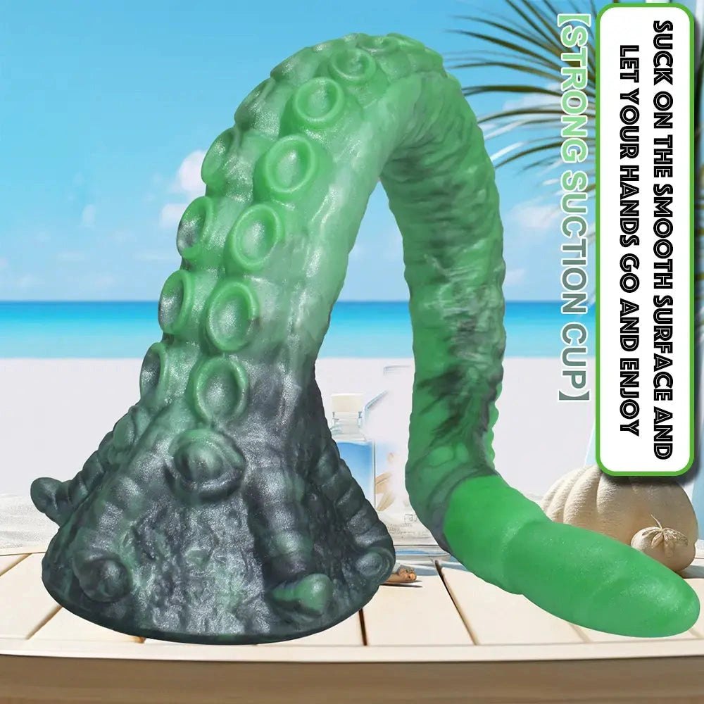 Green tentacle silicone fantasy dildo, photo 12