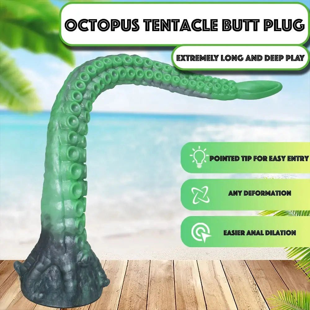 Green tentacle silicone fantasy dildo, photo 13