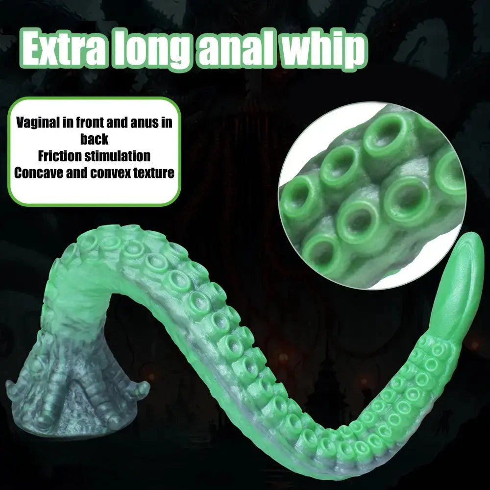 Green tentacle silicone fantasy dildo, photo 15