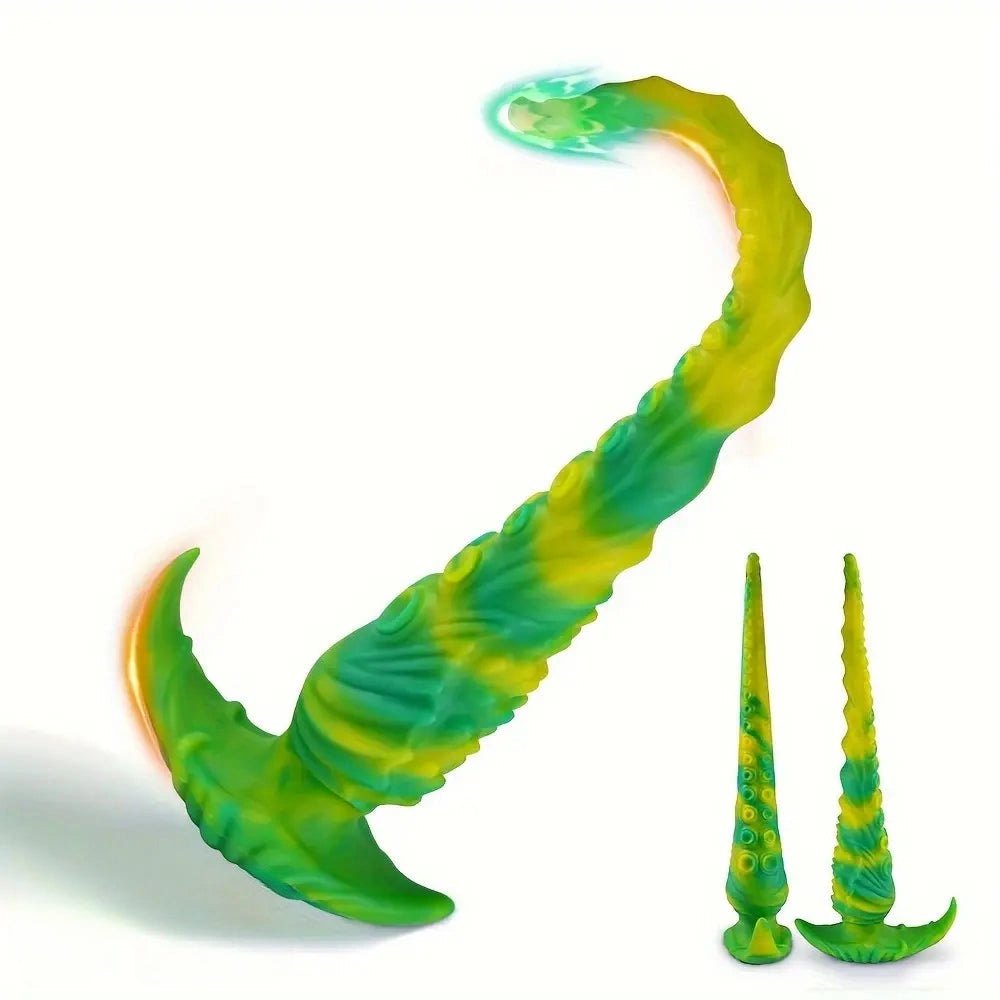 Green and yellow tentacle fantasy dildo, photo 1