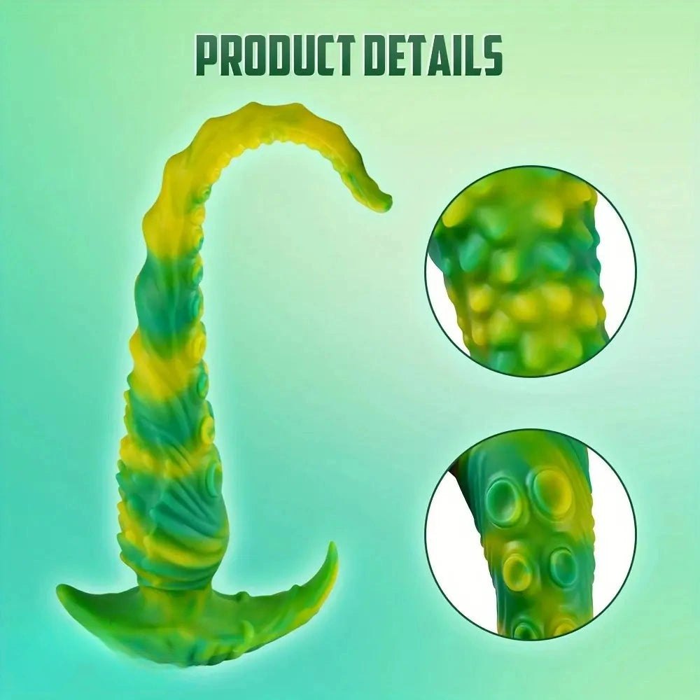 Green and yellow tentacle fantasy dildo, photo 2
