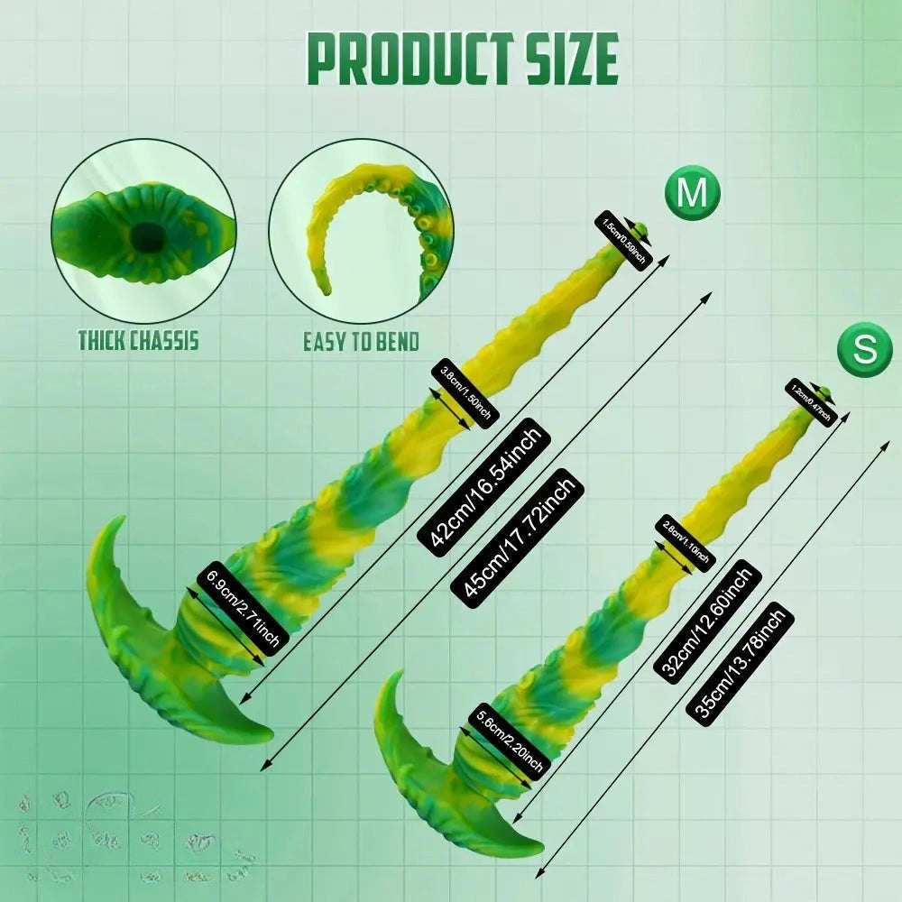 Green and yellow tentacle fantasy dildo, photo 4