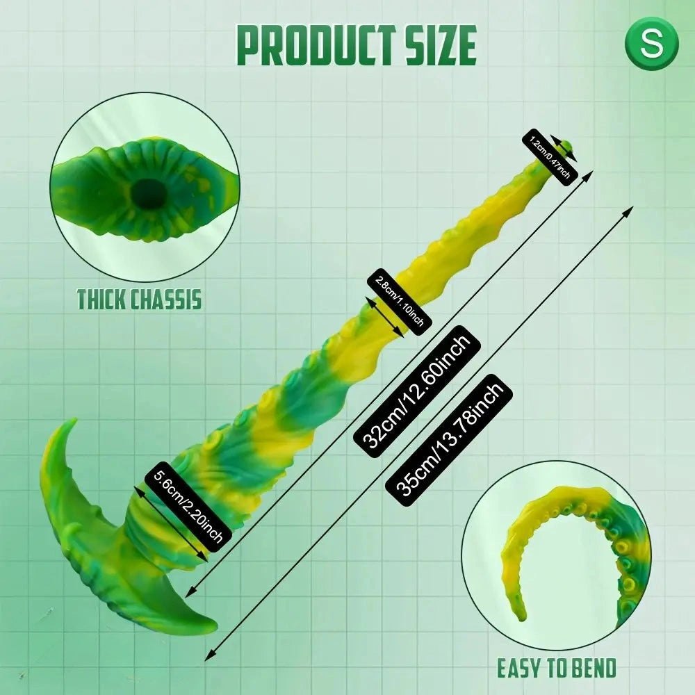 Green and yellow tentacle fantasy dildo, photo 8