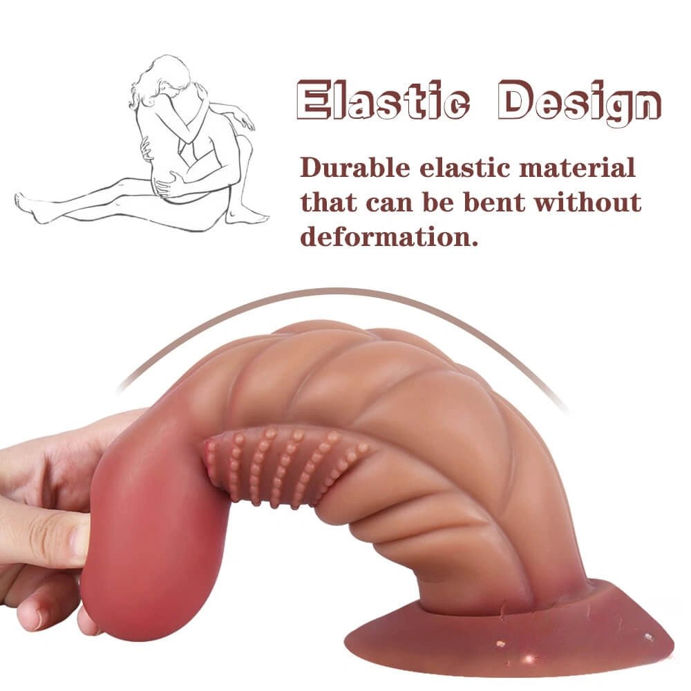 Ribbed grenade-head fantasy silicone dildo, photo 10
