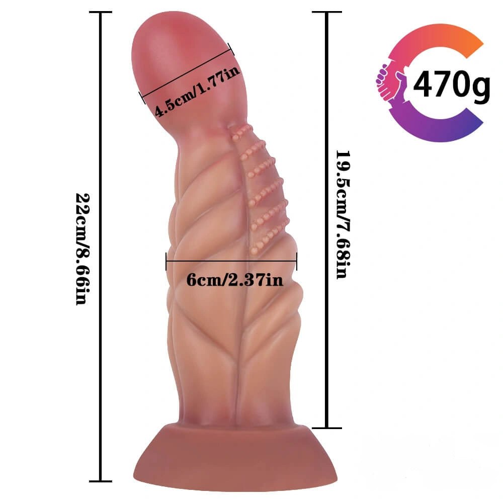 Ribbed grenade-head fantasy silicone dildo, photo 11