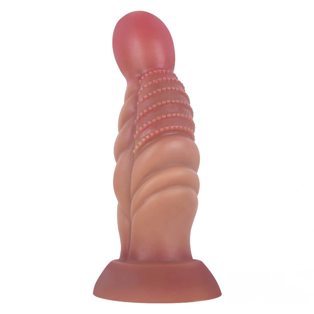 Ribbed grenade-head fantasy silicone dildo, photo 3