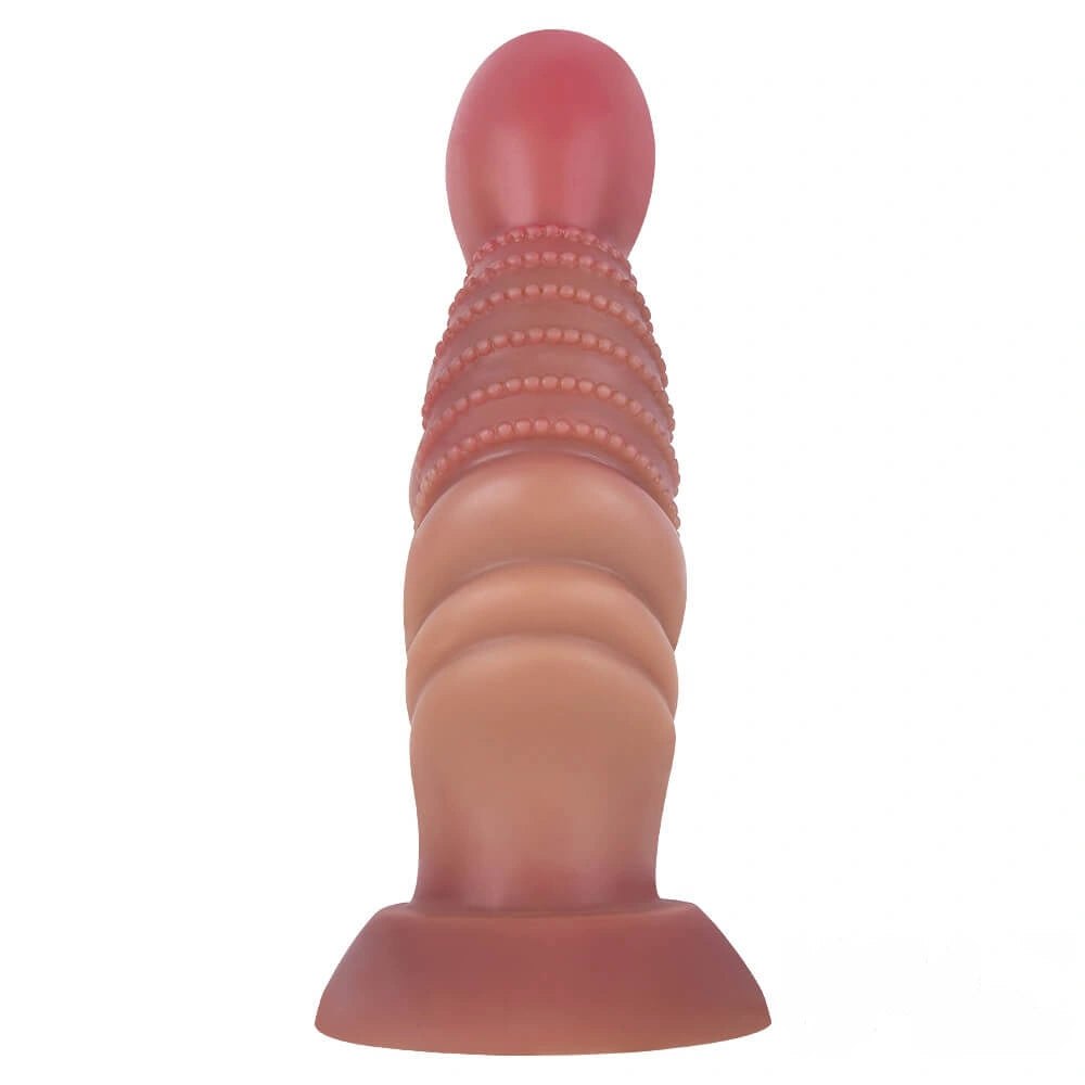Ribbed grenade-head fantasy silicone dildo, photo 4