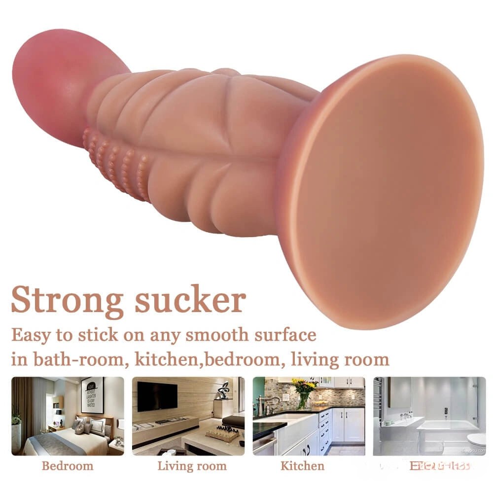 Ribbed grenade-head fantasy silicone dildo, photo 5