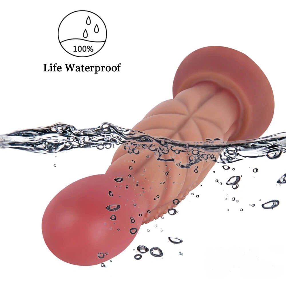 Ribbed grenade-head fantasy silicone dildo, photo 6