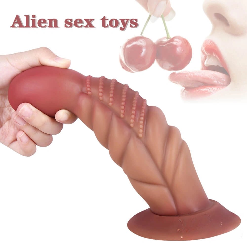 Ribbed grenade-head fantasy silicone dildo, photo 8