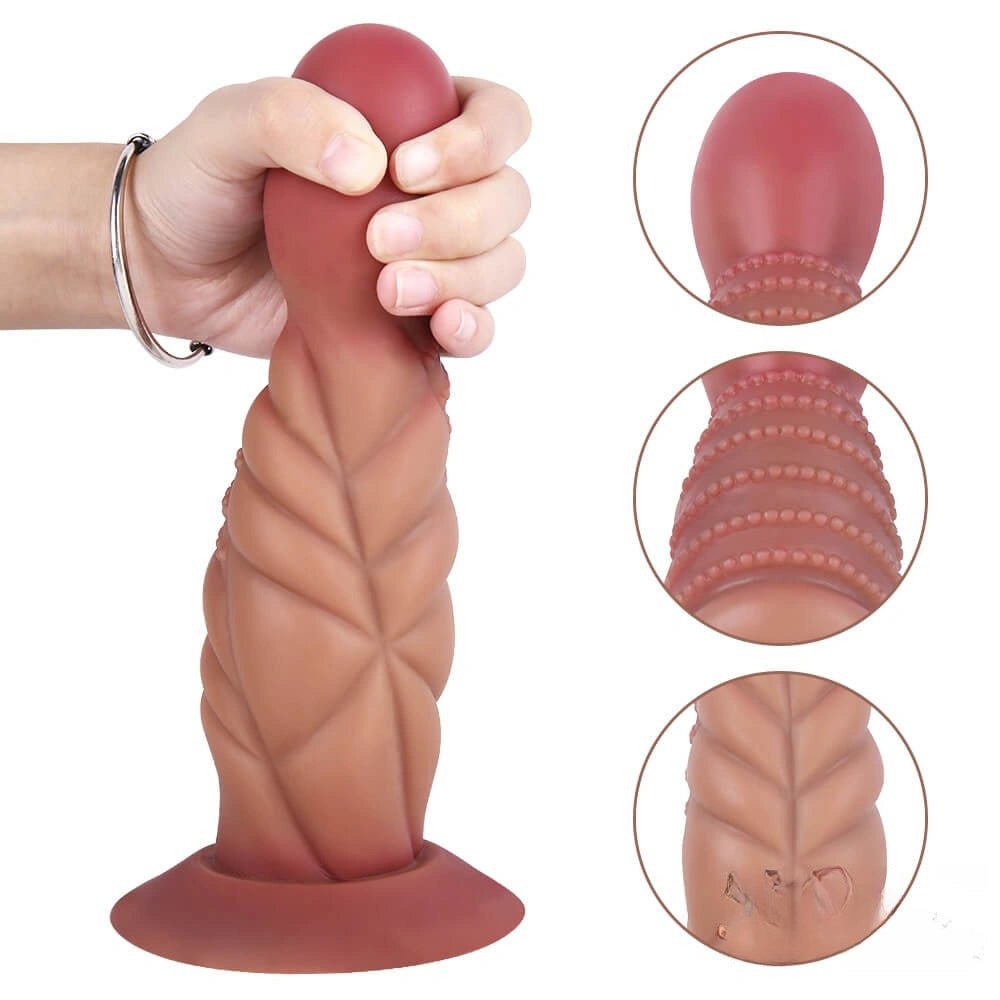 Ribbed grenade-head fantasy silicone dildo, photo 9