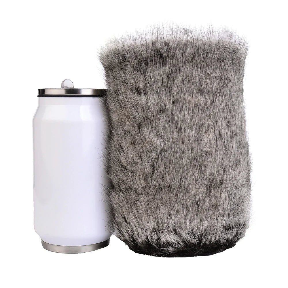 Grey leopard plush furry masturbator with dual ribbed entry, photo 9