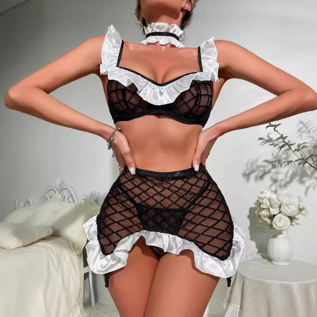 Grid mesh maid roleplay costume set, photo 4