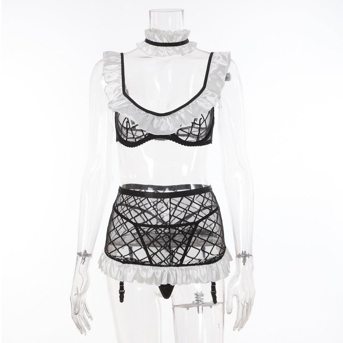 Grid mesh maid roleplay costume set, photo 5