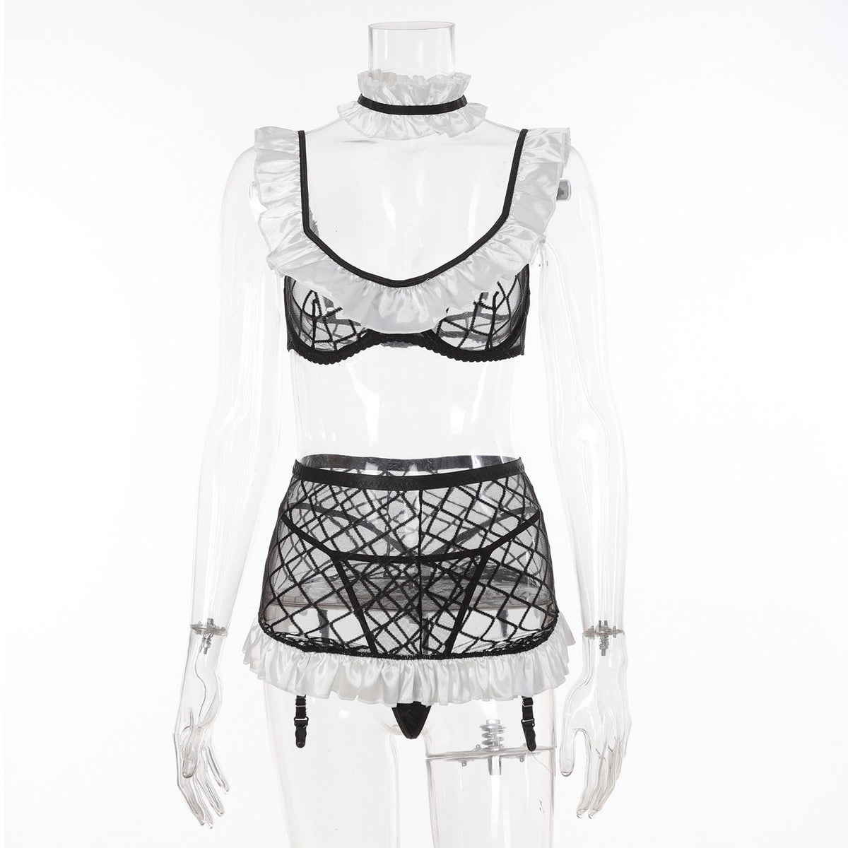 Grid mesh maid roleplay costume set, photo 6