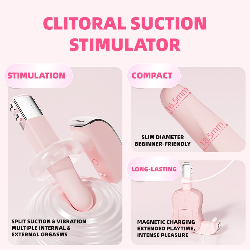 Pink guitar shaped clitoral suction vibrator, photo 2