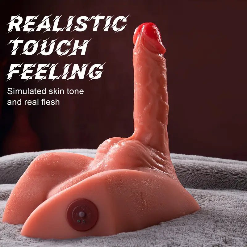 Flesh-toned male half torso doll with thrusting dildo, photo 3