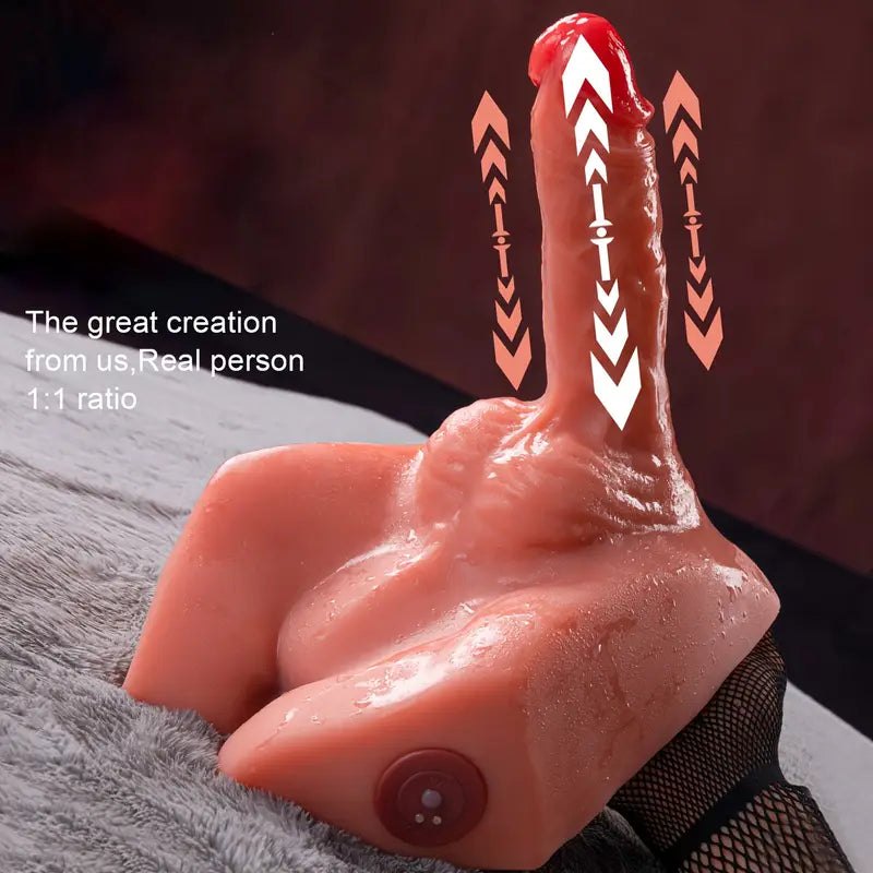 Flesh-toned male half torso doll with thrusting dildo, photo 6