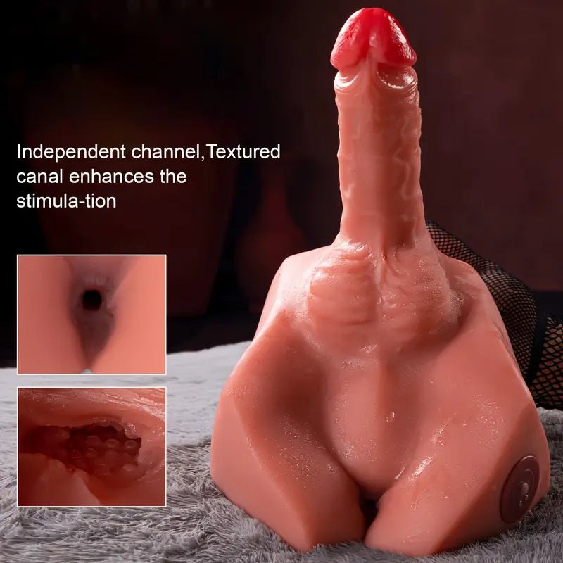 Flesh-toned male half torso doll with thrusting dildo, photo 7