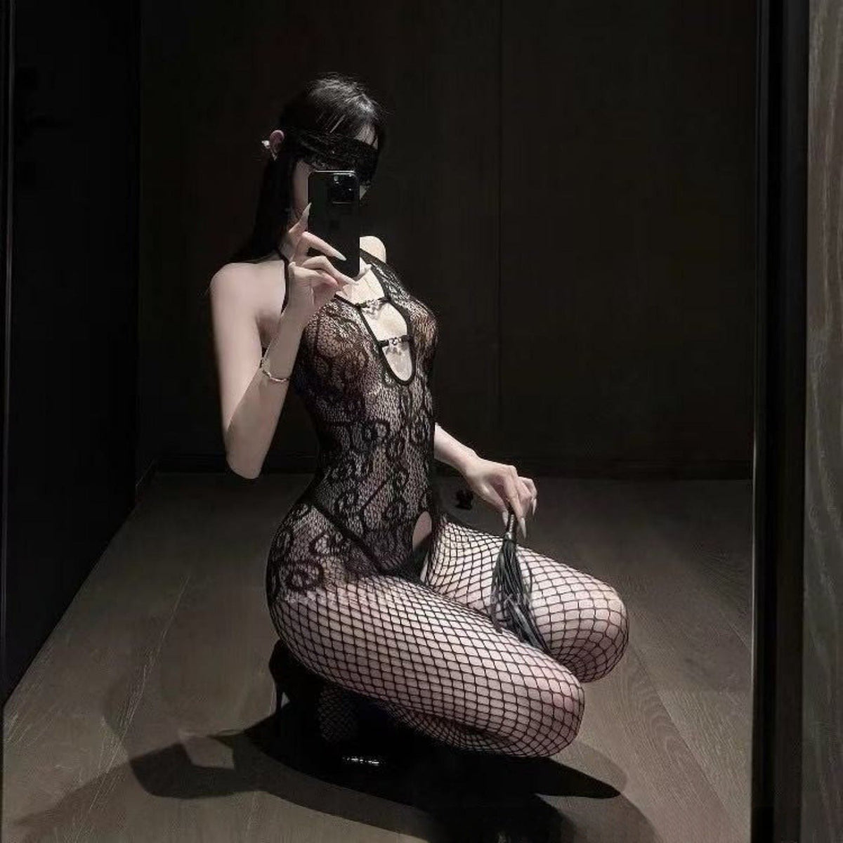 Halter lace fishnet bodystocking accessories, photo 3