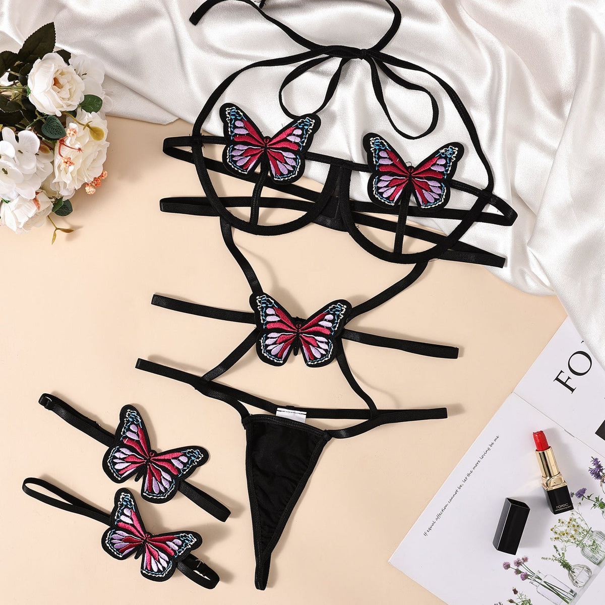 Halter open cup strappy cage bodysuit, photo 6