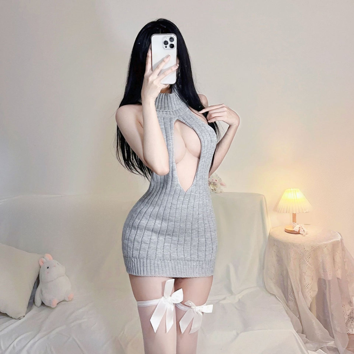 Halter sweater knit backless dress, photo 11