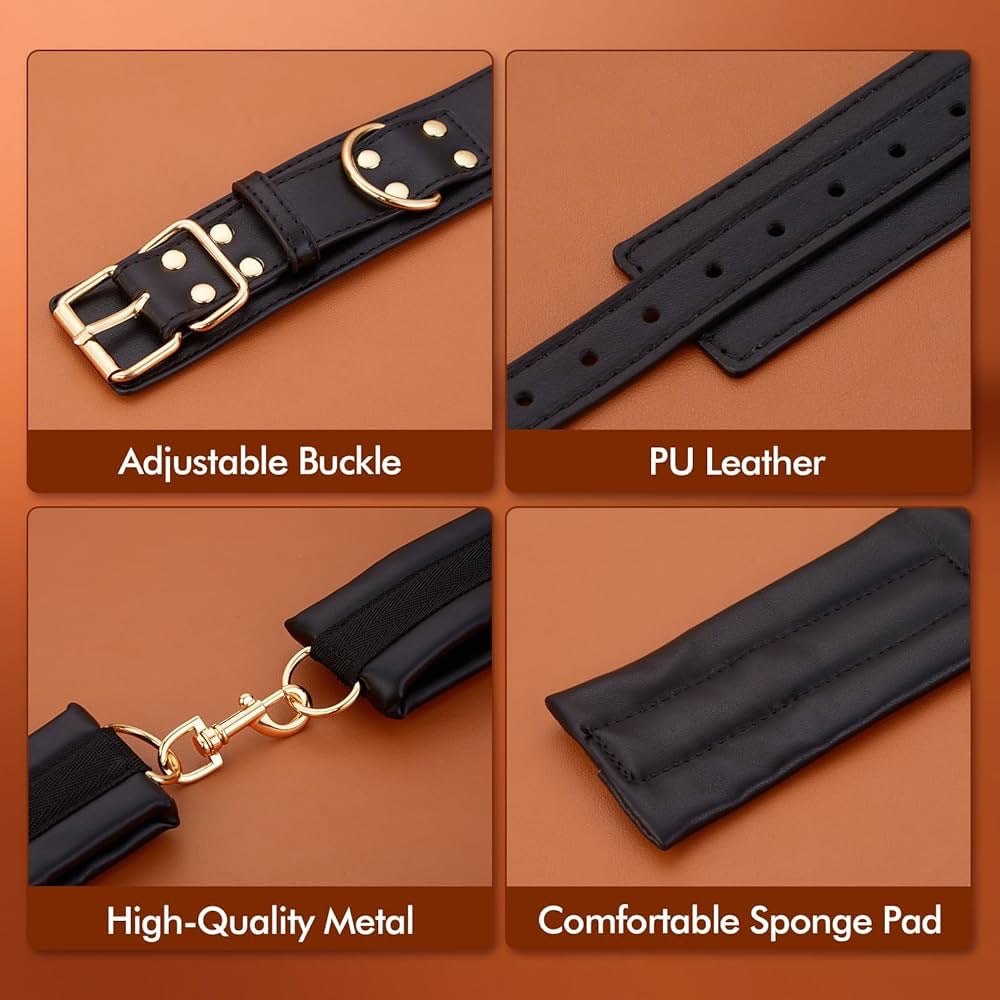 PU leather bondage restraint kit with connecting chain, photo 5