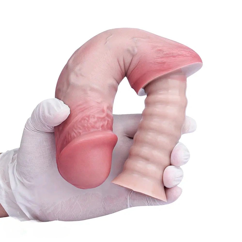 Flesh silicone handheld ribbed dildo, photo 14
