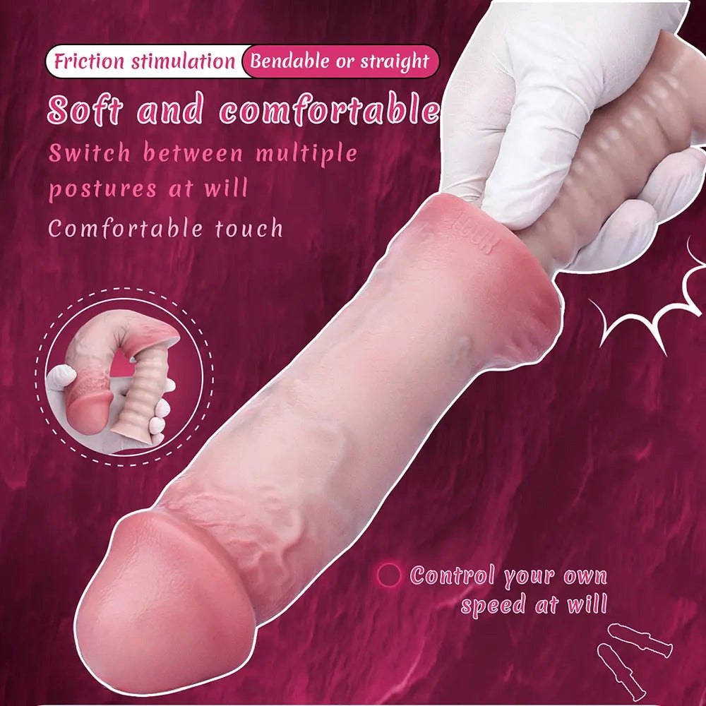Flesh silicone handheld ribbed dildo, photo 3