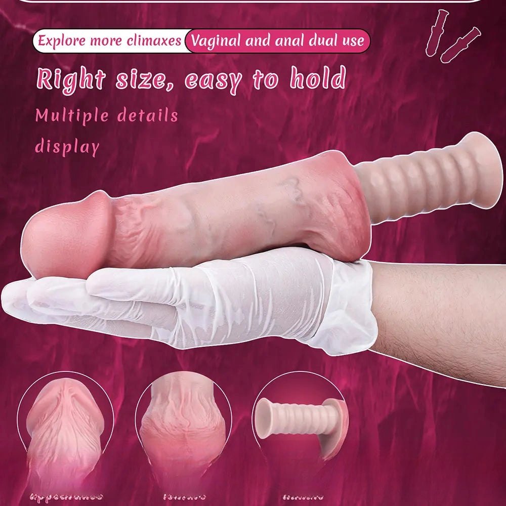 Flesh silicone handheld ribbed dildo, photo 5