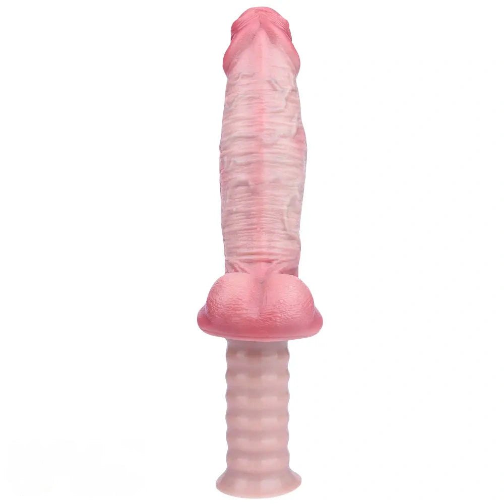 Flesh handheld ribbed grip dildo, photo 10