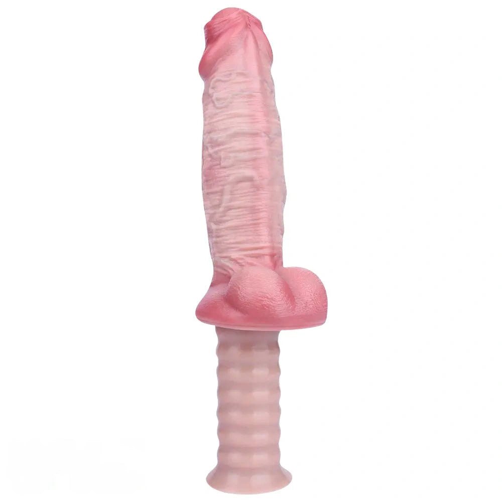 Flesh handheld ribbed grip dildo, photo 11