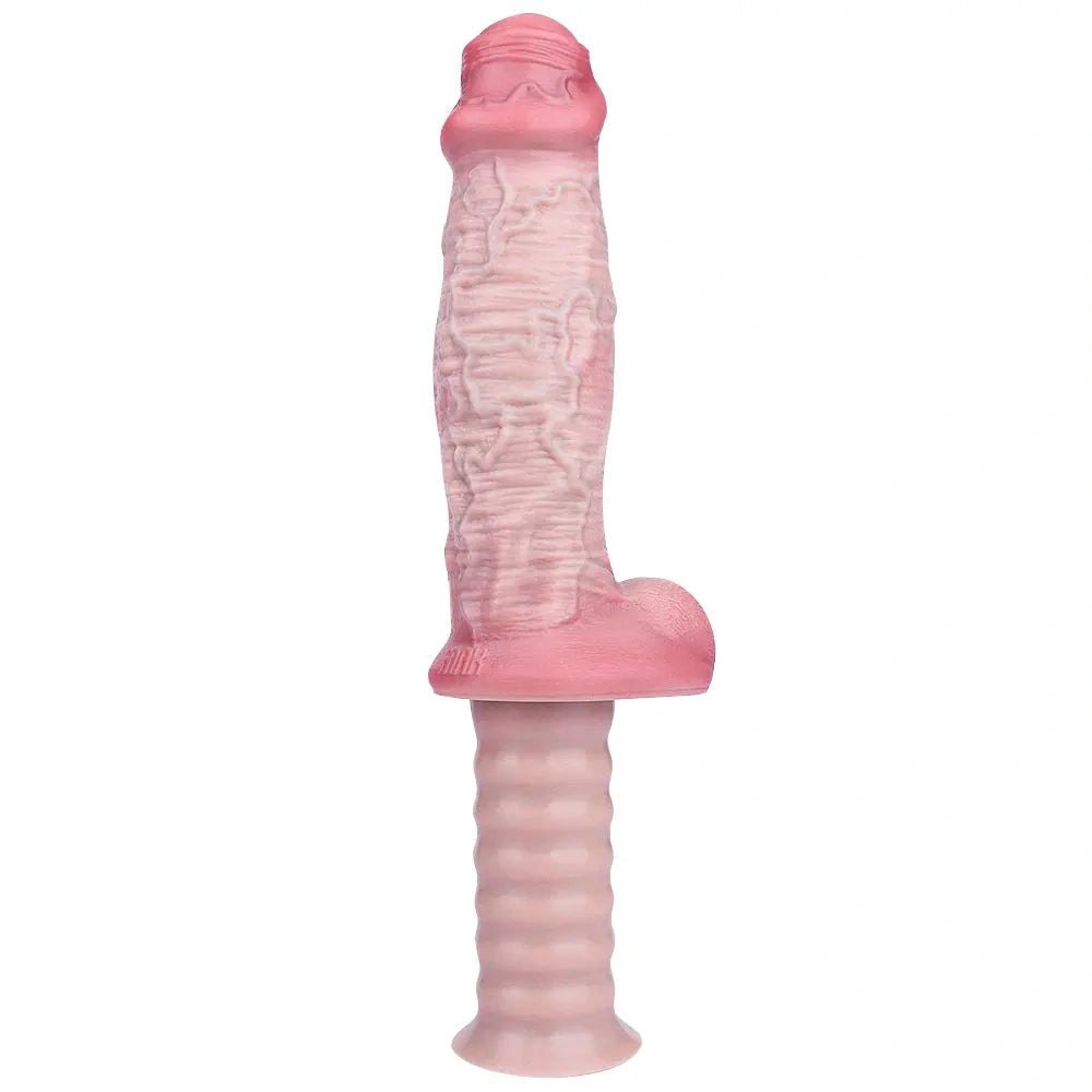 Flesh handheld ribbed grip dildo, photo 12