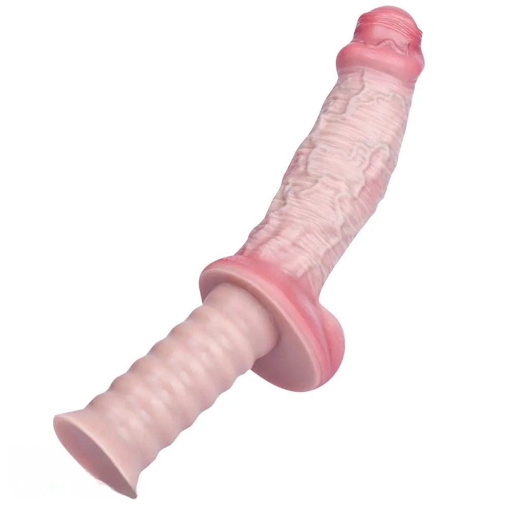 Flesh handheld ribbed grip dildo, photo 14