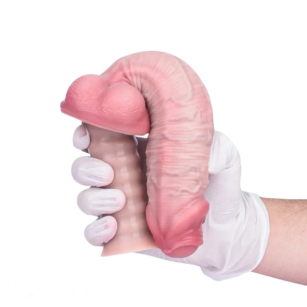 Flesh handheld ribbed grip dildo, photo 15