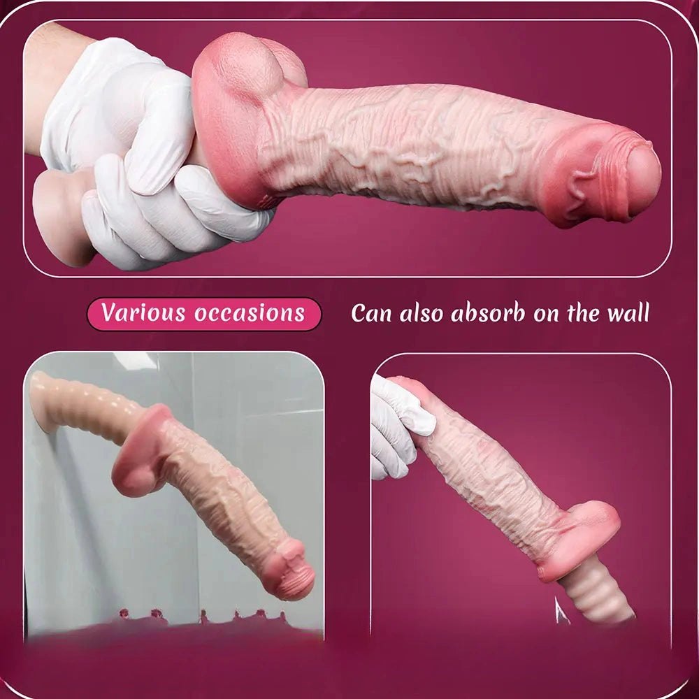 Flesh handheld ribbed grip dildo, photo 4
