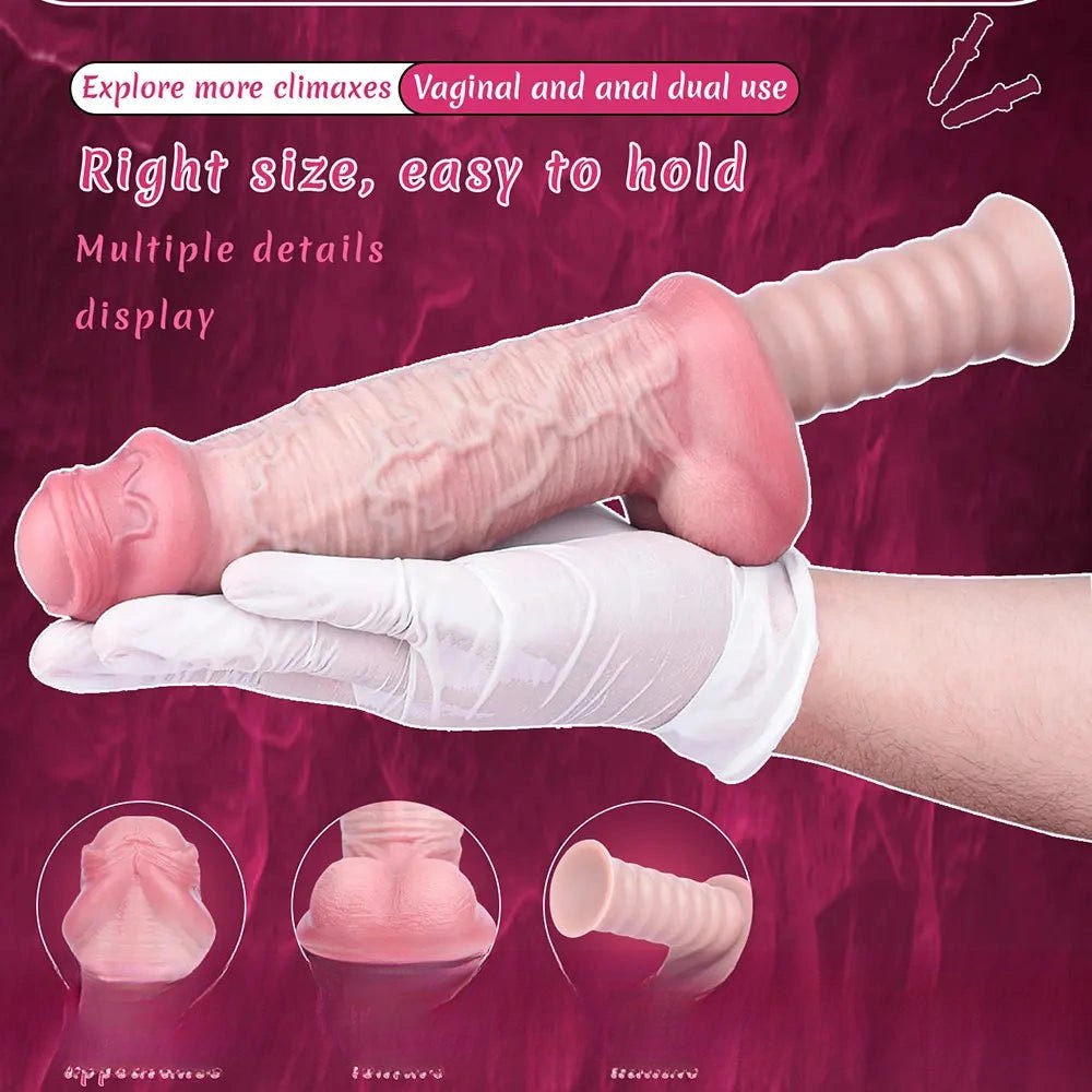 Flesh handheld ribbed grip dildo, photo 5