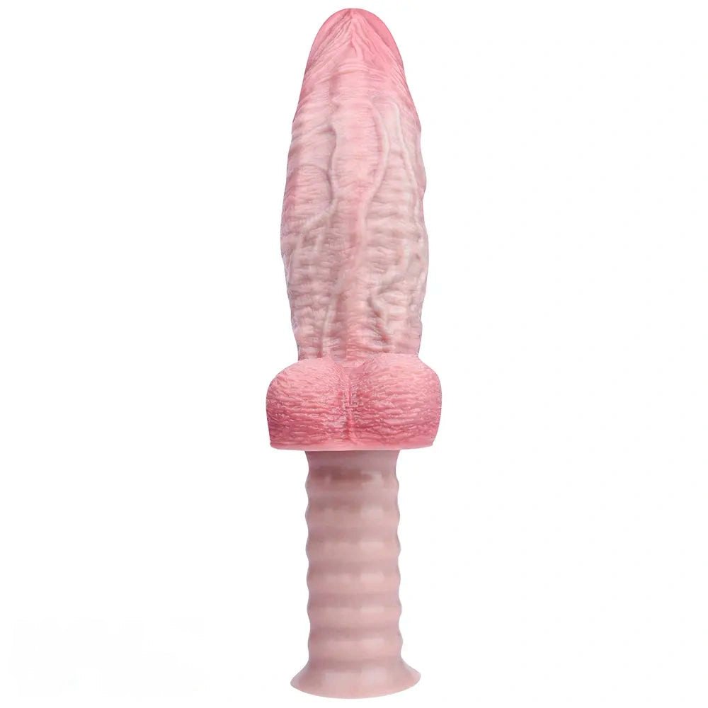 Flesh silicone handheld ribbed dildo, photo 10