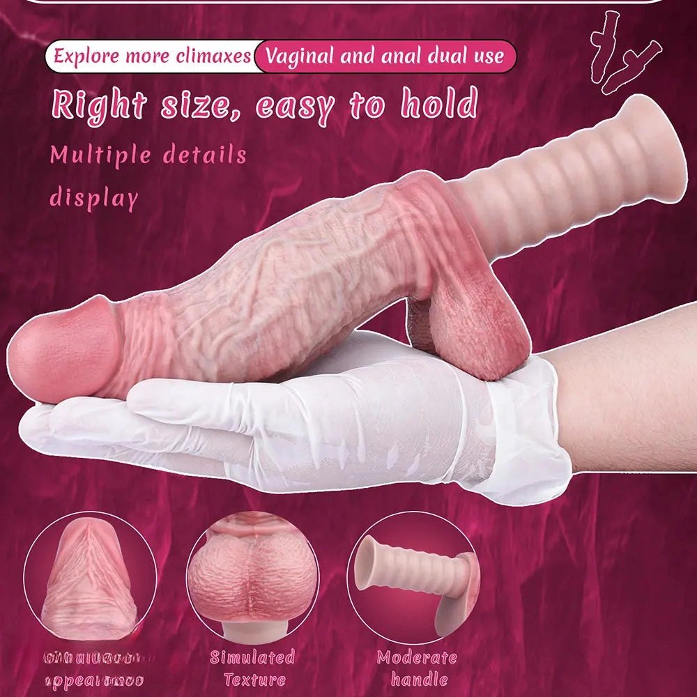 Flesh silicone handheld ribbed dildo, photo 5