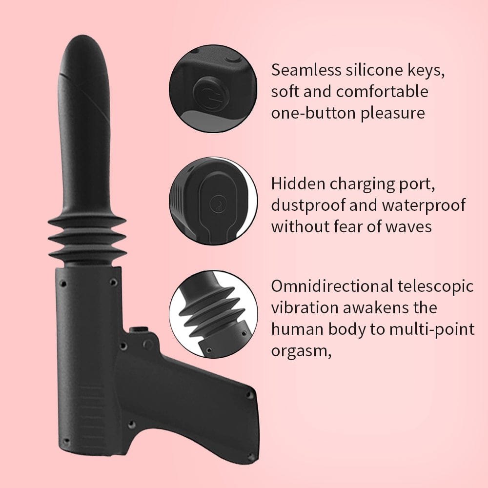 Black handheld telescopic thrusting vibrator, photo 2