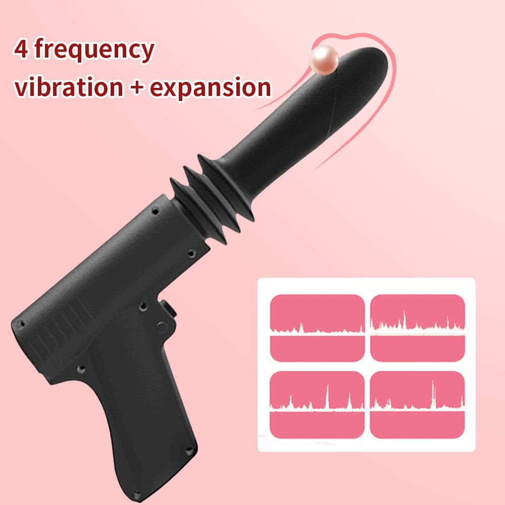 Black handheld telescopic thrusting vibrator, photo 3