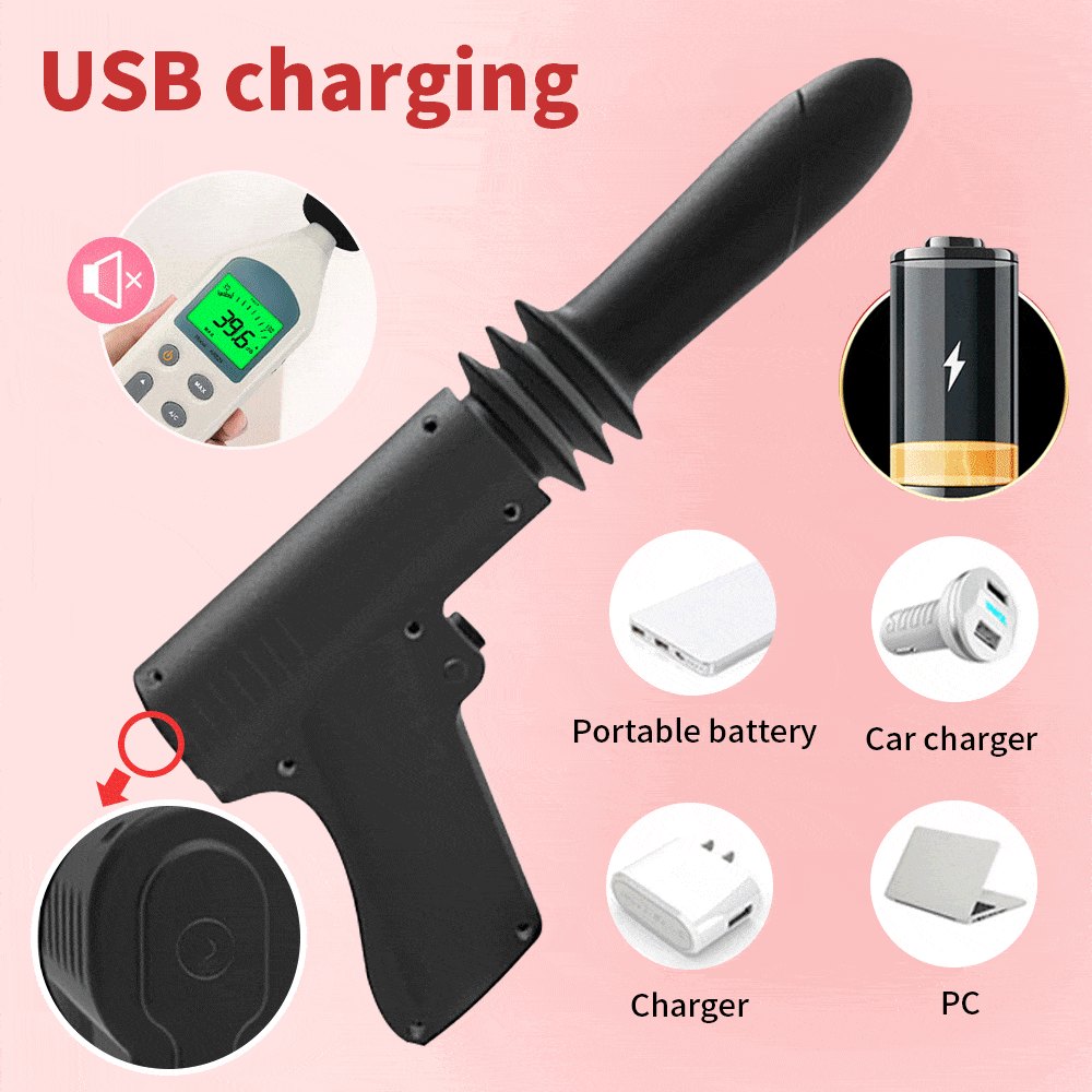 Black handheld telescopic thrusting vibrator, photo 4