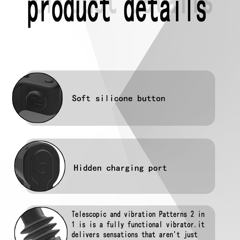 Black handheld telescopic thrusting vibrator, photo 7
