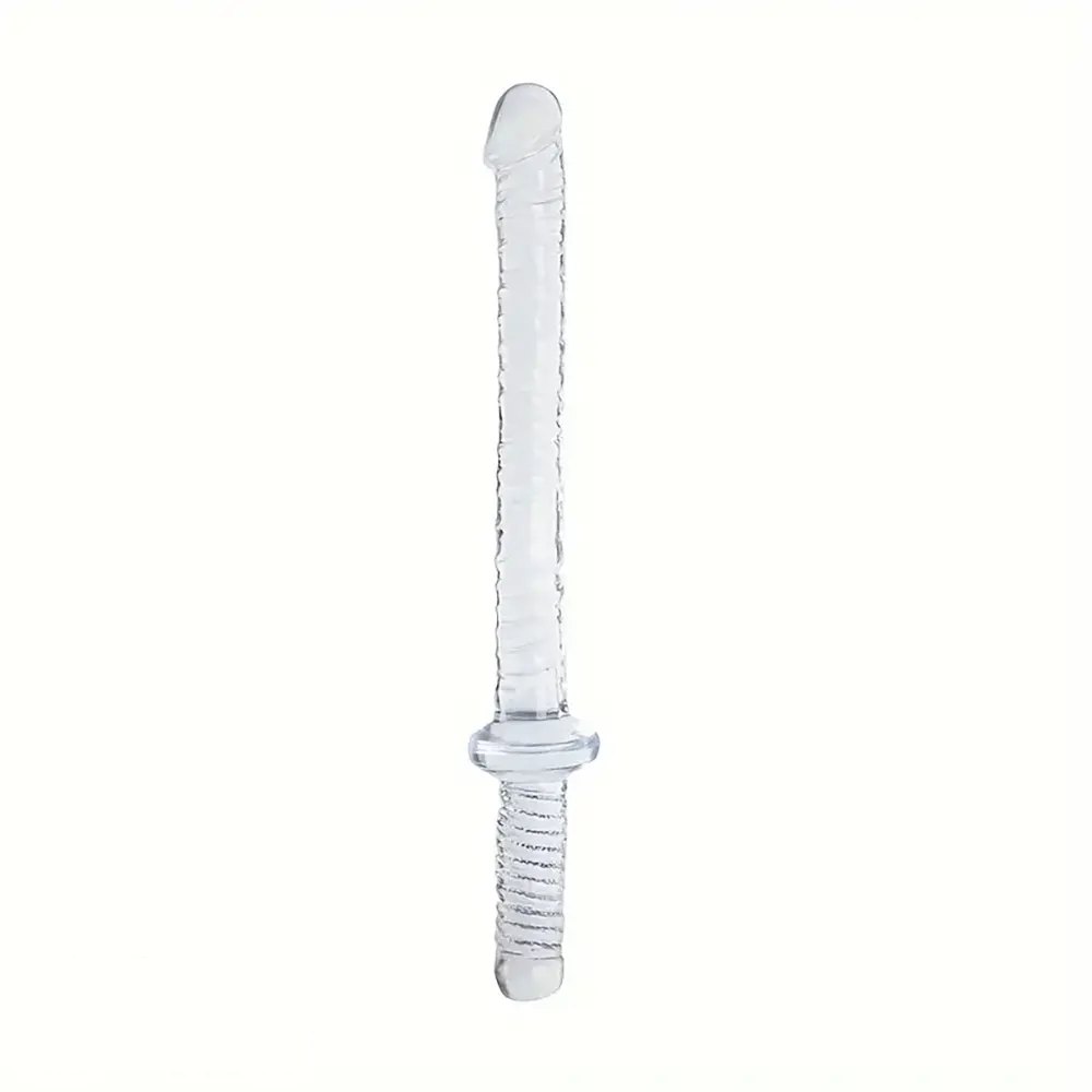 Clear realistic handle grip dildo