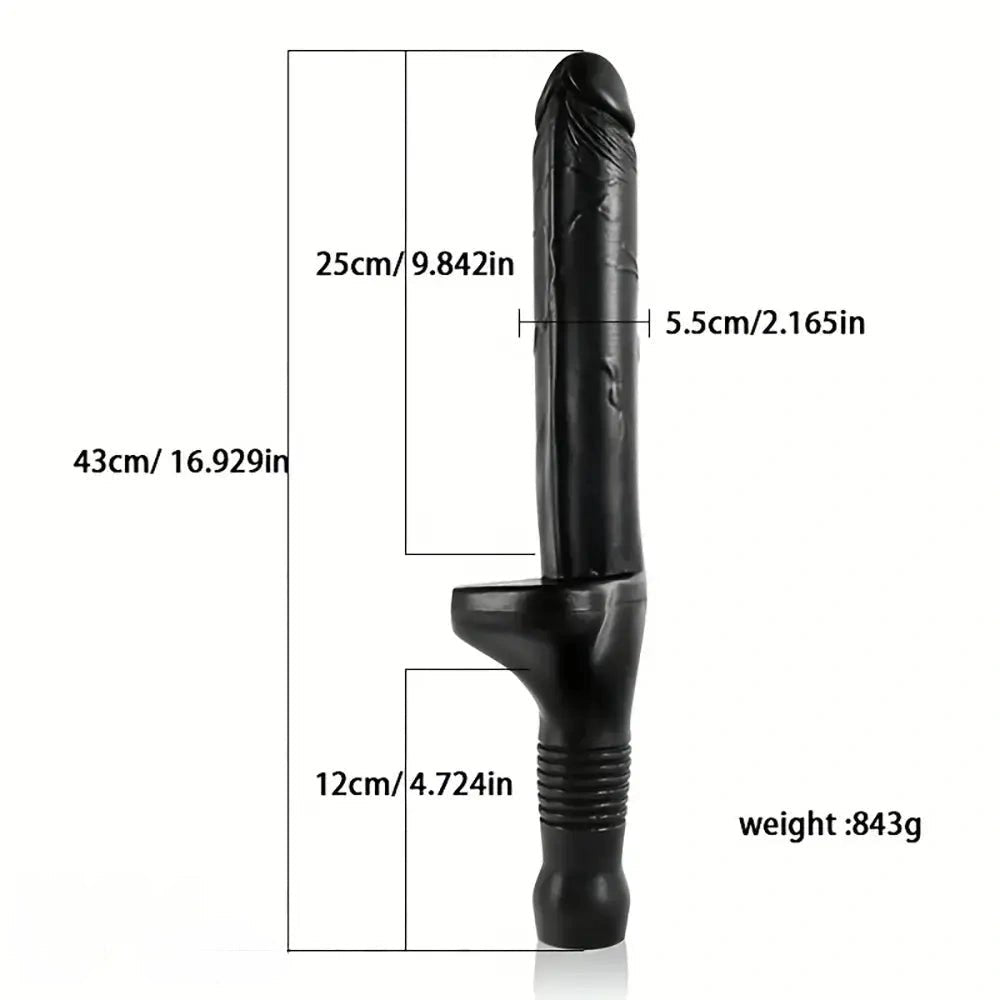 Black realistic pvc handle dildo