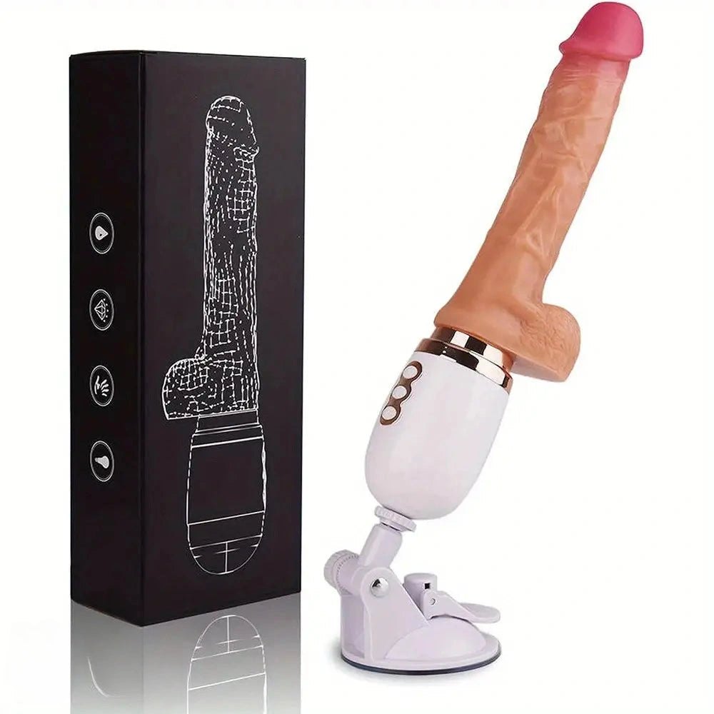 Flesh-tone realistic silicone dildo with handle, photo 1
