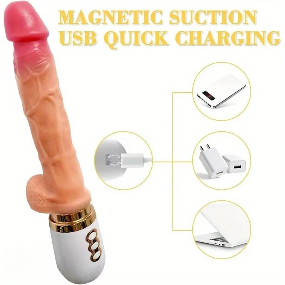 Flesh-tone realistic silicone dildo with handle, photo 2