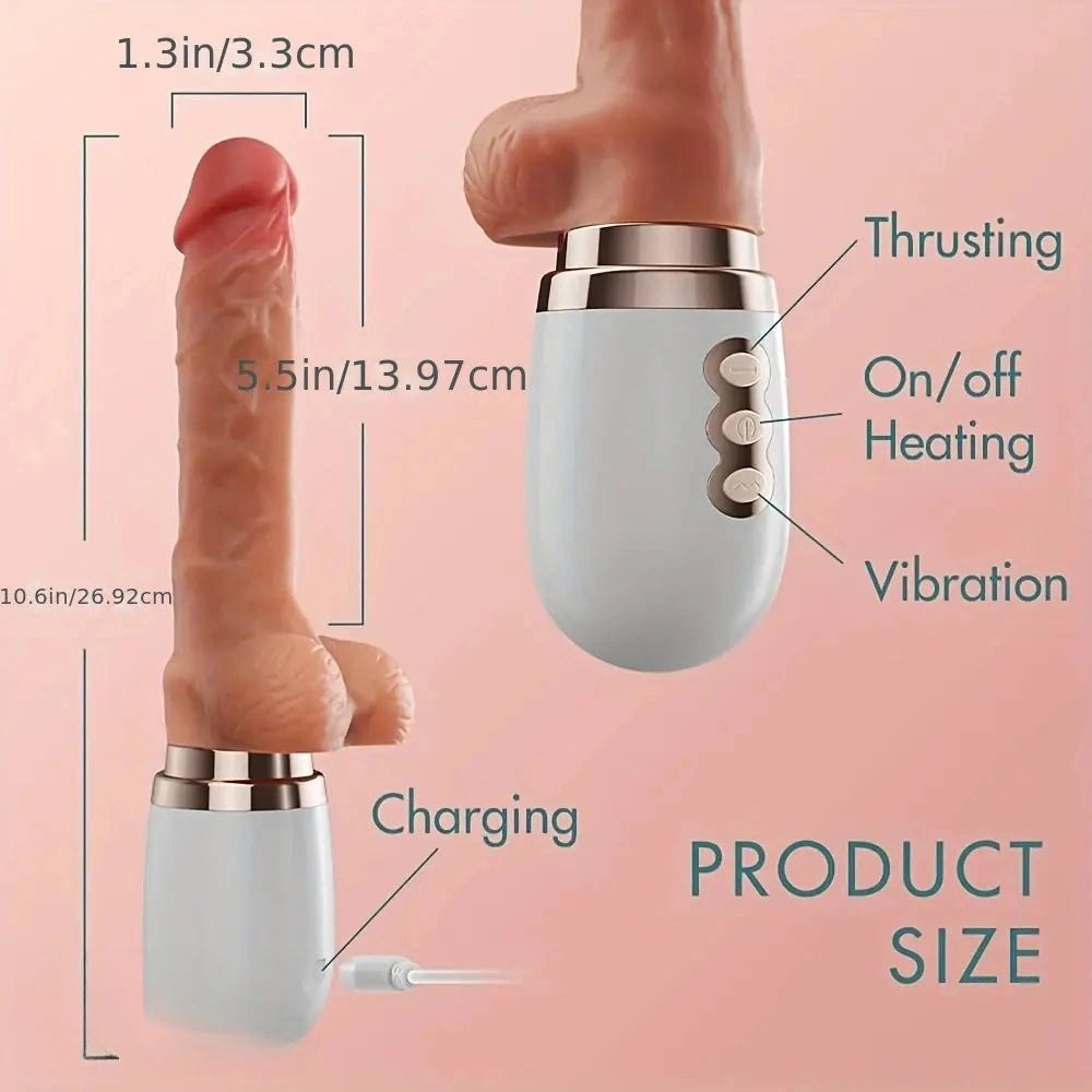 Flesh-tone realistic silicone dildo with handle, photo 5